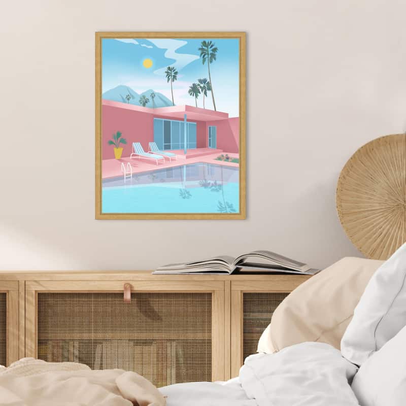 Palm springs by Petra Lizde Framed Canvas Wall Art Print - Sylvie Bright Gold