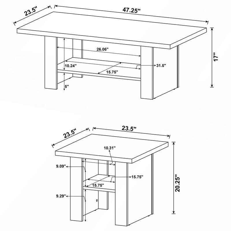 Black Oak 3-Piece Engineered Wood Coffee Table Set