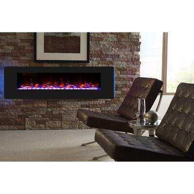 Wall-mounted 50-inch Electric Fireplace with Remote - 54 x 18 x 5.4
