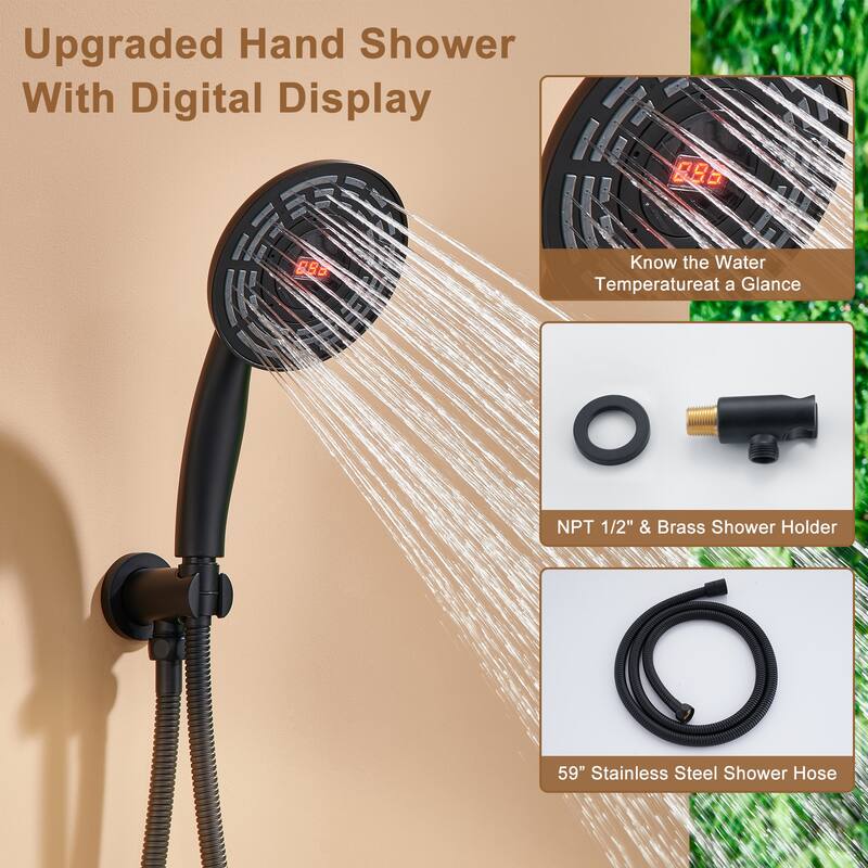 CASAINC Thermostatic Shower Faucet Shower System with 6 Body Jet