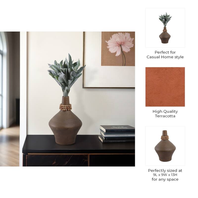 Terracotta Pottery Vase Decorative Handmade Artisan-Inspired Form