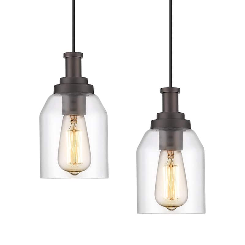 Pendant Light, Modern Hanging Pendant Lighting with Clear Glass Shade, Oil Rubbed Bronze Finish - 2Pack
