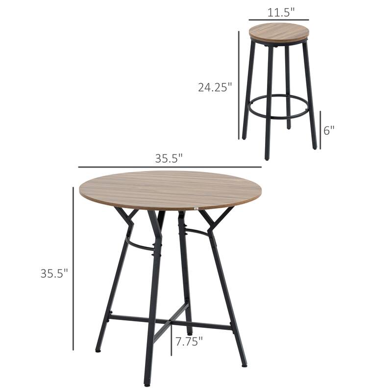 Industrial 5-Piece Bar Table and Chairs Set