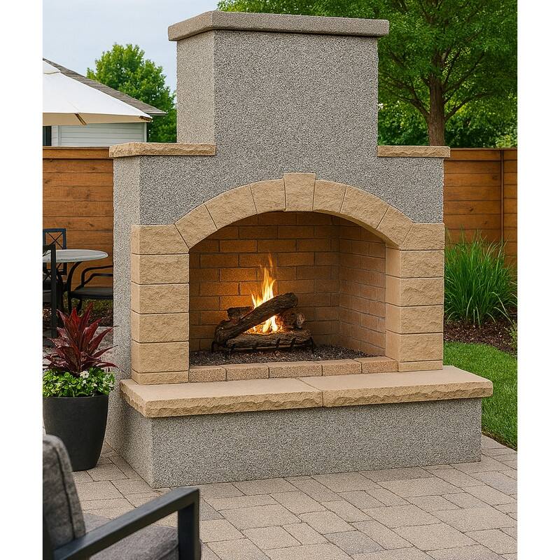 48 in. Tile and Stucco Propane Gas Outdoor Fireplace