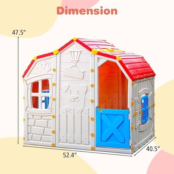 Outdoor Playhouse Cottage Toddler Play House w/Working Door