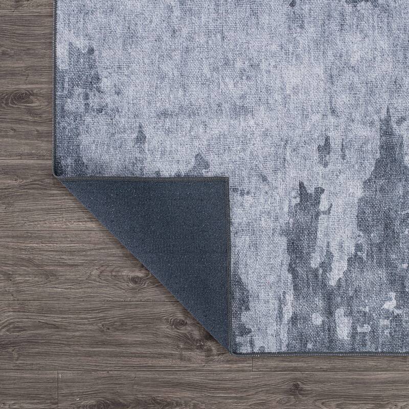 Distressed Abstract Machine Washable Area Rug