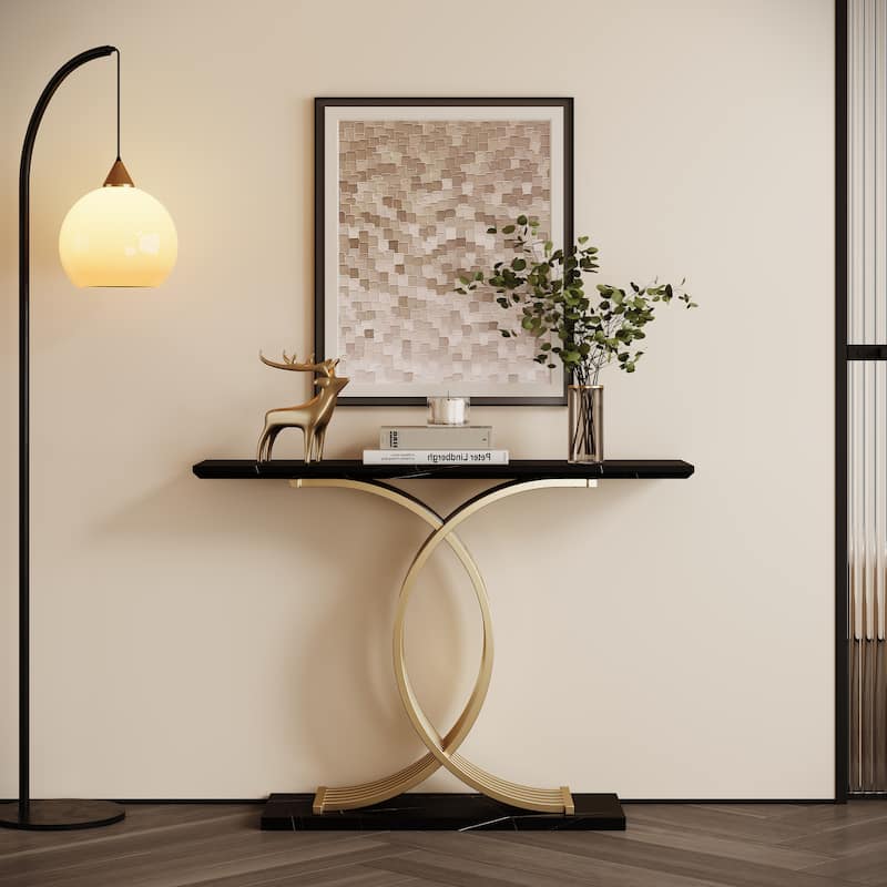 Accent Table Console Table, Gold Intertwined Metal Legs Luxury High-End Entryway Furniture