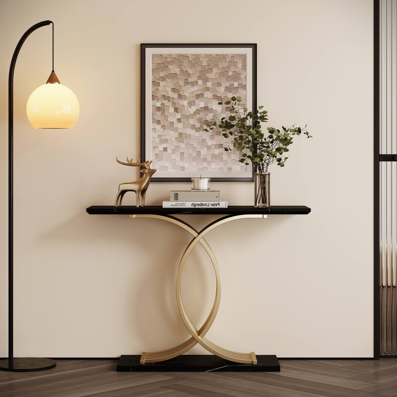 Luxury Console Table - Gold Intertwined Metal Legs High-End Accent