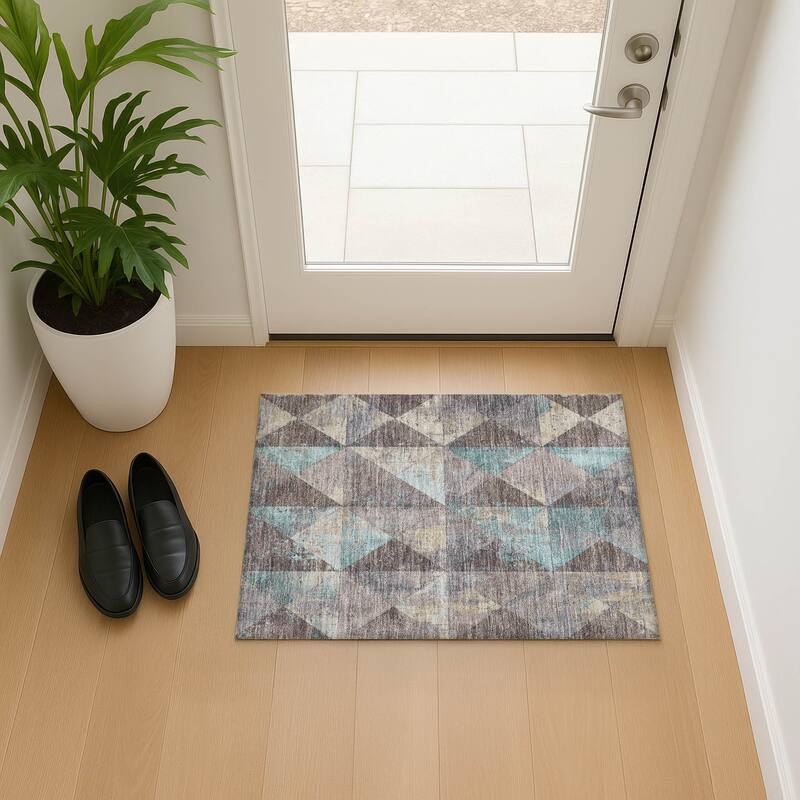 Premium Washable Super Soft Diamond Mosaic Mayfield Rug - Mocha - 1'8" x 2'6"