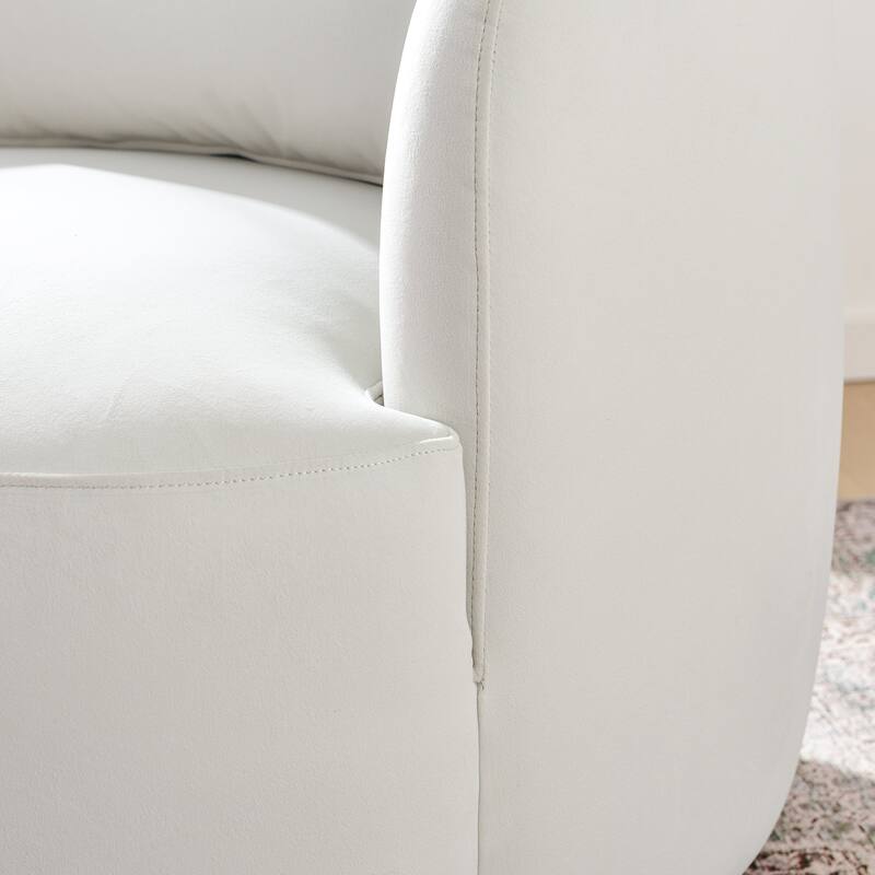 KINWELL 34" Wide Velvet Upholstered Swivel Accent Chair with Toss Pillow