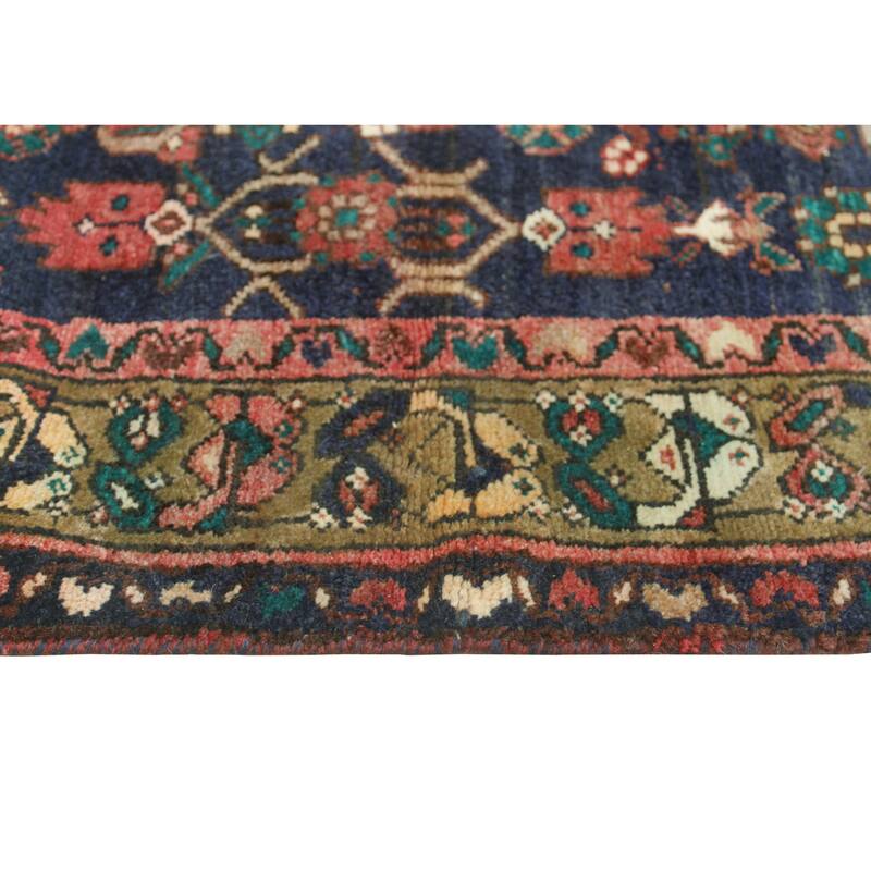 Fine Vintage Distressed Ashkan Navy/Brown Runner - 3'6" x 9'5"
