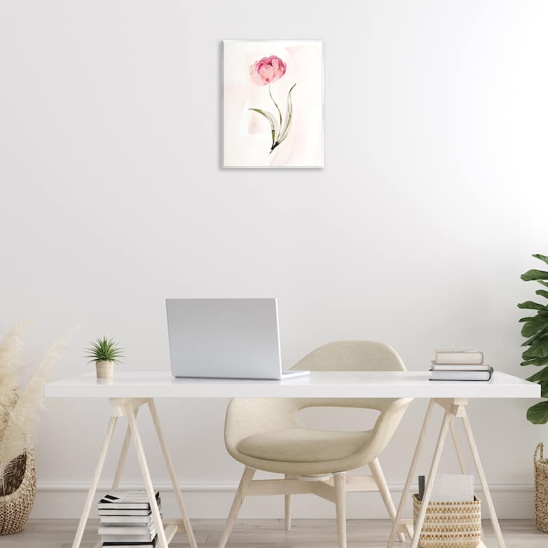 Stupell Pink Blossom with Leaves Wall Plaque Art Design By Kristen Brockmon