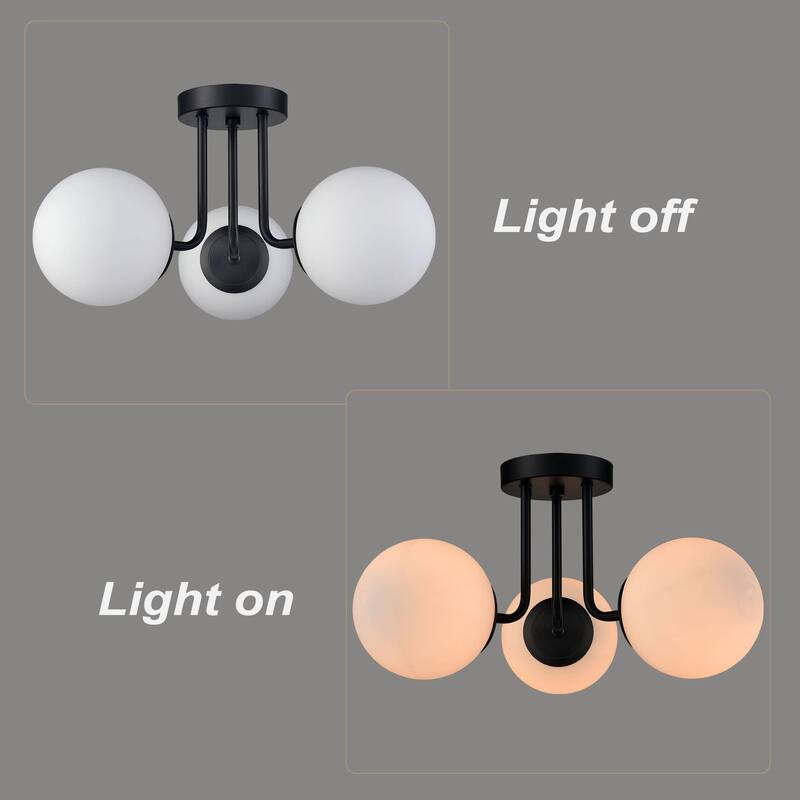 Tiber Modern Globe Semi-Flush Mount Ceiling Light - 3 Light & 6-Light