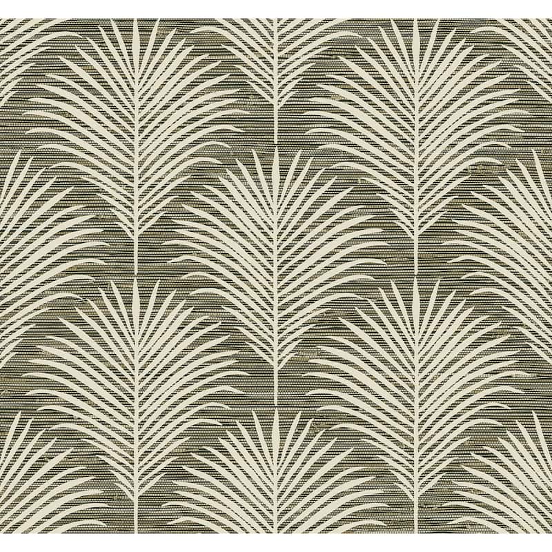NextWall Grassland Palm Peel and Stick Wallpaper - 27 in. W x 18 ft. L - Charcoal & Sand