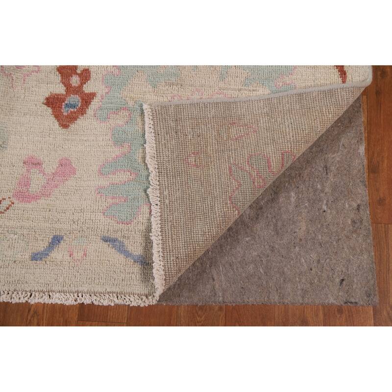 Vegetable Dye Oushak Turkish Area Rug Hand-knotted Wool Floral Carpet - 8'10"x 11'10"