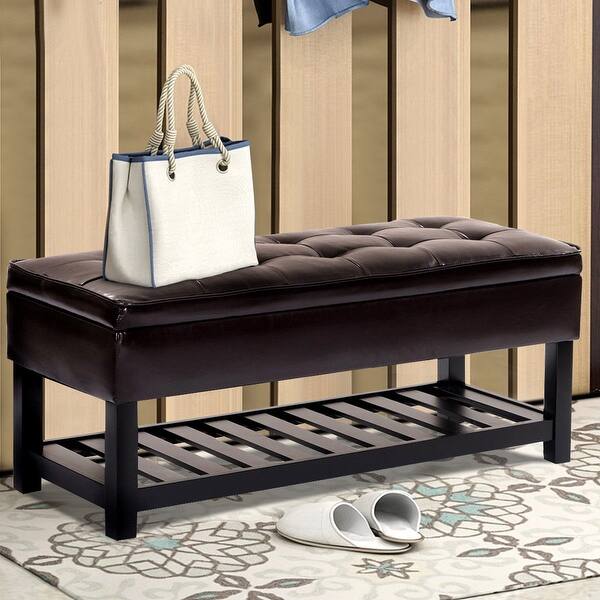 Shop Storage Bed Bench Shoe Rack Entryway Furniture Pu Leather