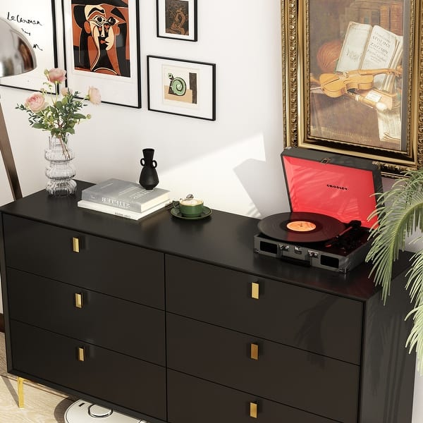 slim fit dress slacks Black & Gold Dresser – Luxe Lifestyles NYC Home main image 1