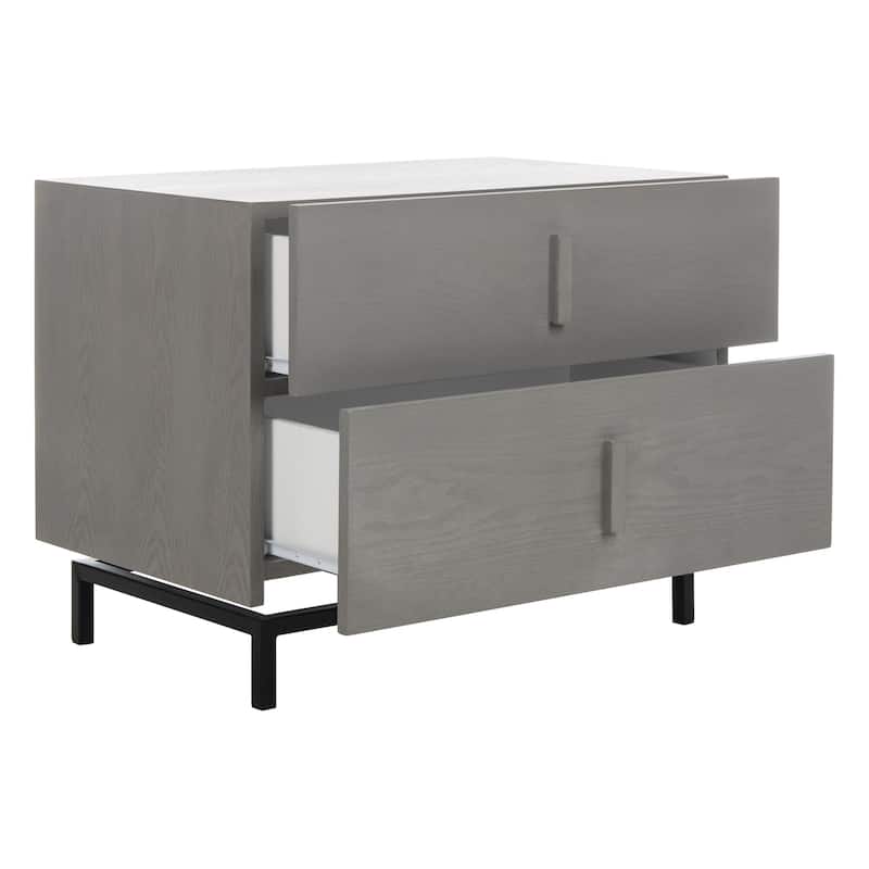 SAFAVIEH Herschel Grey/ Black Storage Cabinet - 27.5" x 17.6" x 21.6"