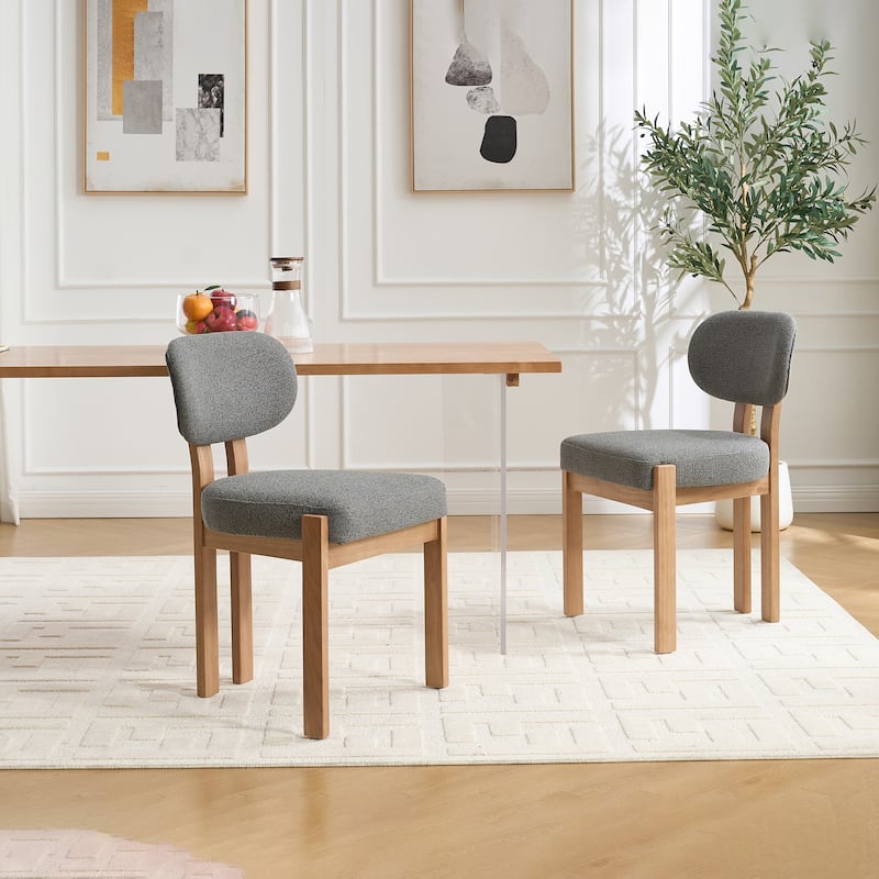[Set of 2] Modern Farmhouse Dining Chairs – Upholstered Fabric Seats with Wooden Frame‌.