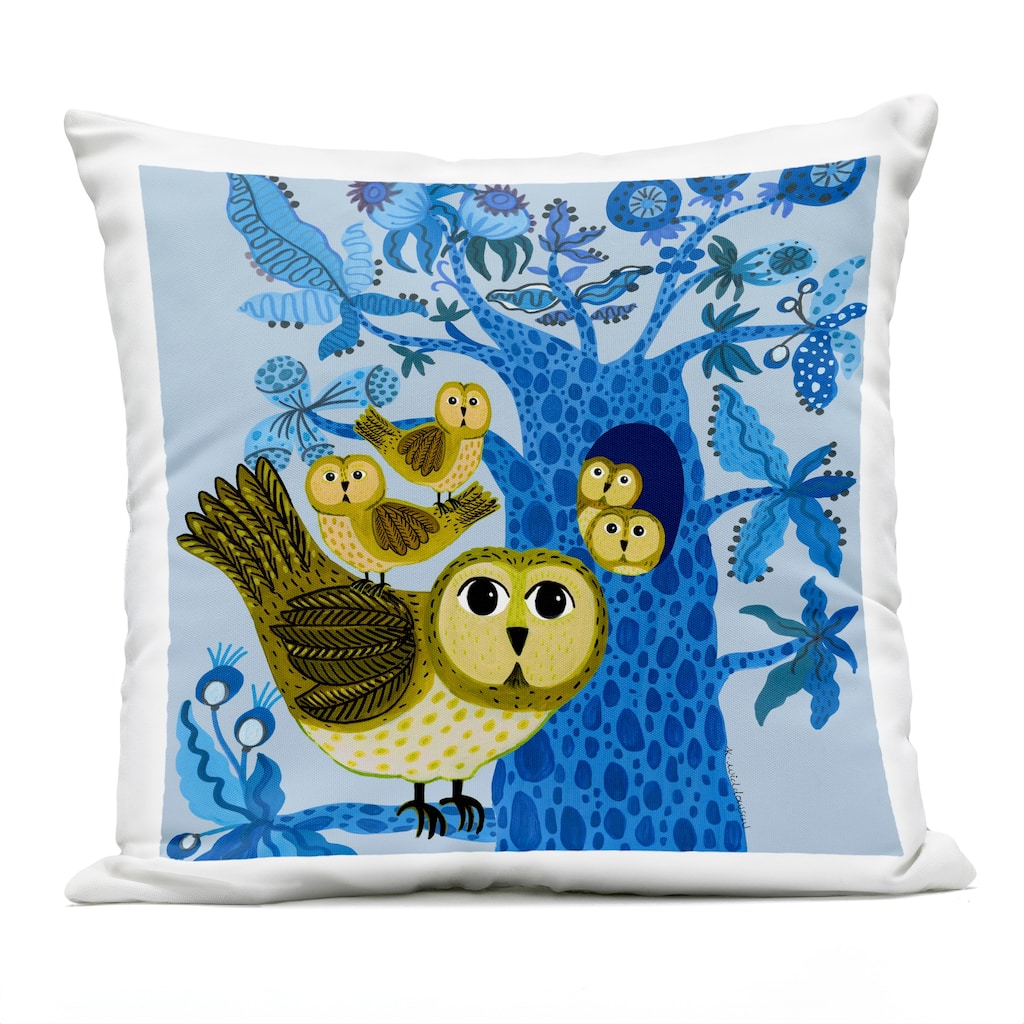 Stupell Playful Owls in Tree Printed Outdoor Throw Pillow Design by Kay Widdowson