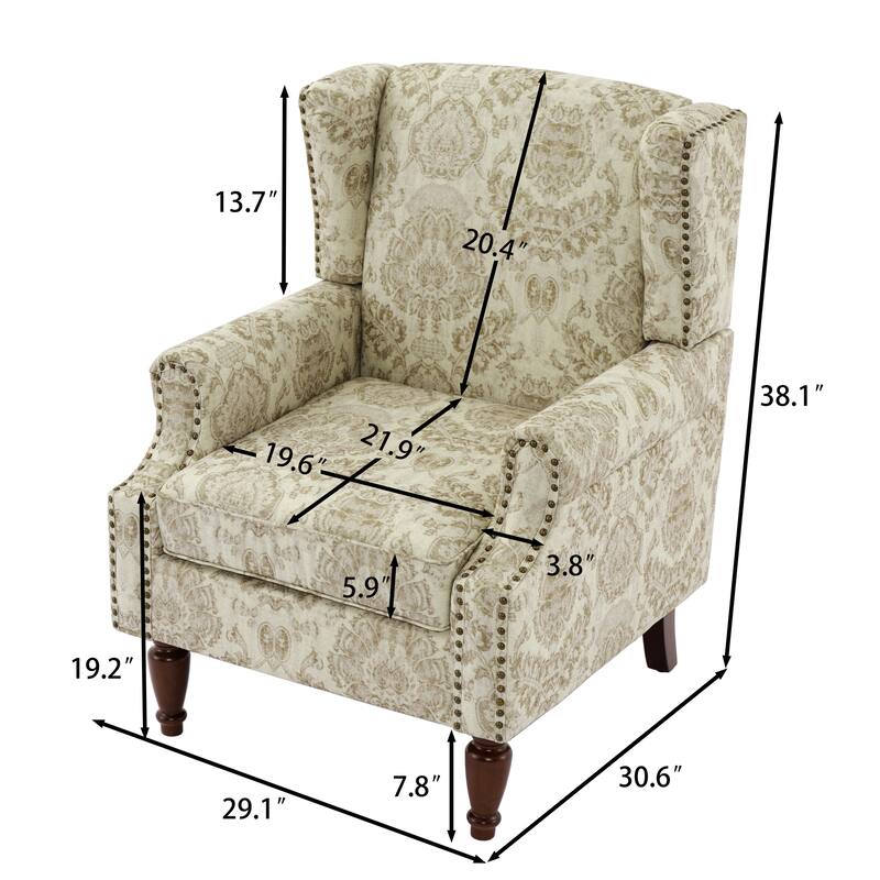 Patterned Upholstered Accent Chair for Living Room