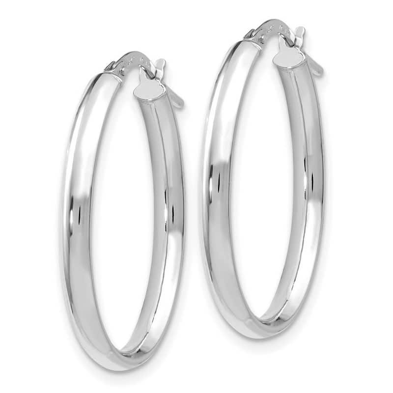 Curata 14k White Gold 26x3mm Polished Domed Oval Hoop Earrings