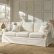 preview thumbnail 1 of 15, Ignacia 88"W Farmhouse Linen Down Blend Fill Sofa with Removable Slipcover and Solid Wood Legs by HULALA HOME Linen