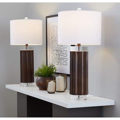 Cylinder Fluted 29.25" Polyresin Table Lamp (Set of 2)