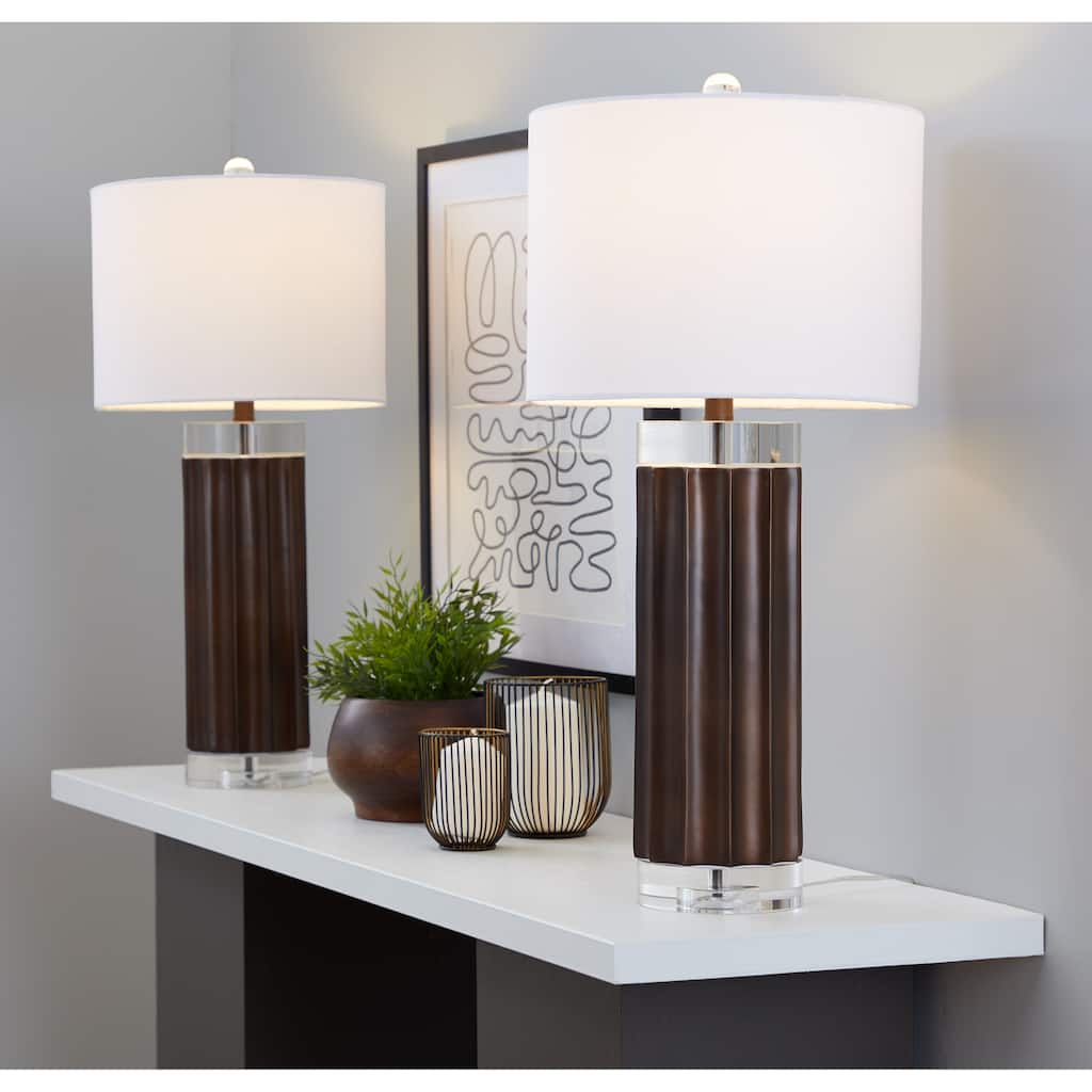 Cylinder Fluted 29.25" Polyresin Table Lamp (Set of 2)