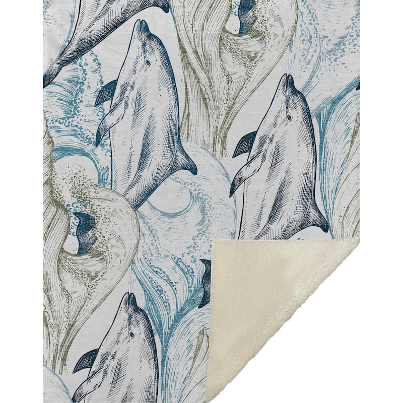 Premium Machine Washable ASB155 Sealife Sherpa Throw Blanket