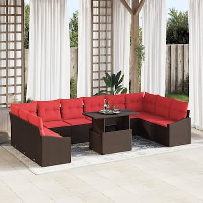 vidaXL 11 Piece Garden Sofa Set with Cushions - 135.4×73.8×27.2