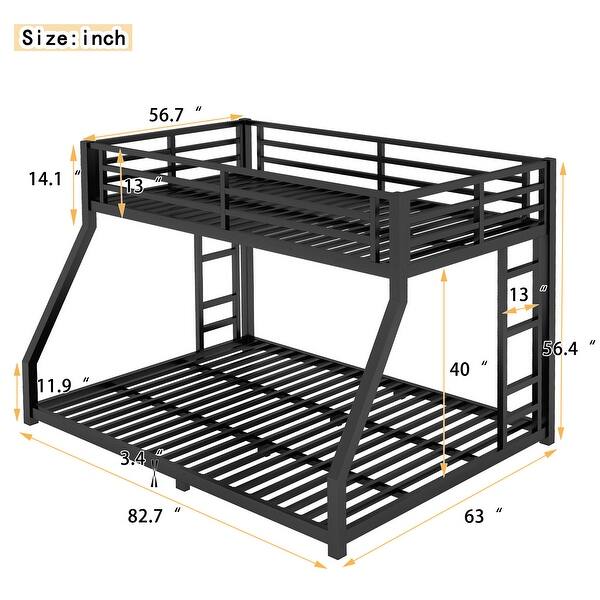 dimension image slide 0 of 2, Safety Design Bunk Bed, Space-Saving/Noise Reduced, TwinXL/FullXL over Queen