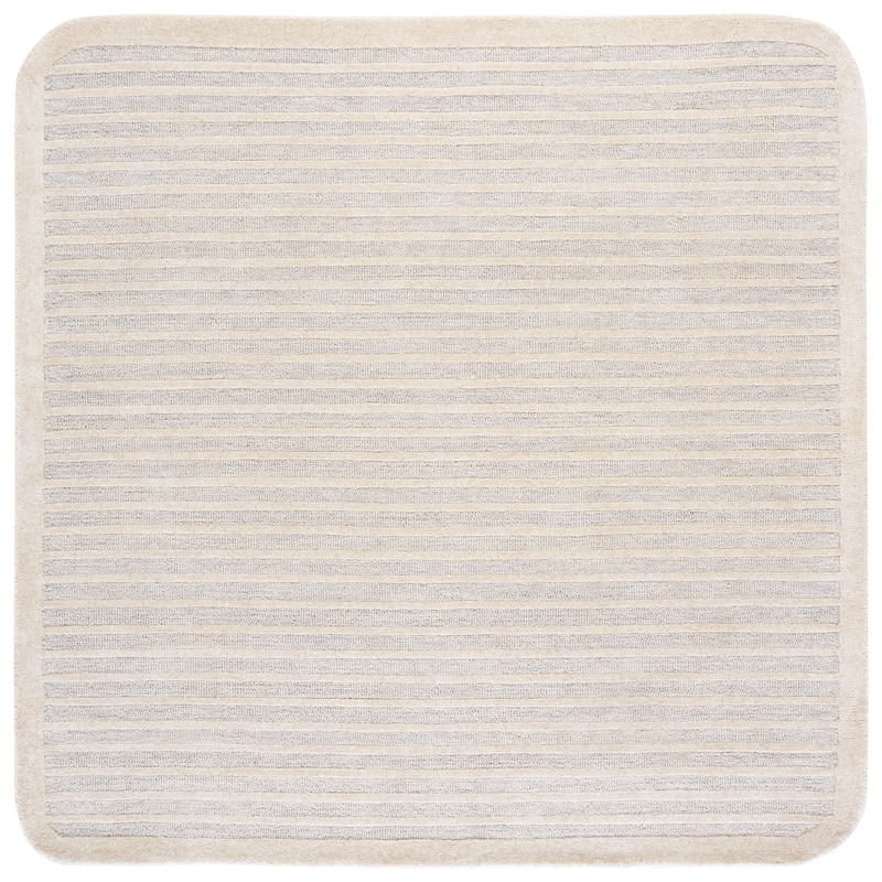 SAFAVIEH Handmade Ebony Sawako Wool Rug - Silver/Ivory - 6' Square