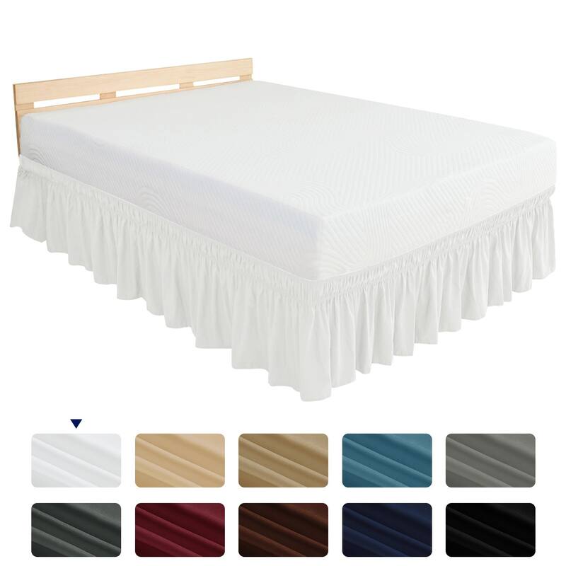 Subrtex Easy Fit 16-inch Drop Bed Skirts - Queen - White