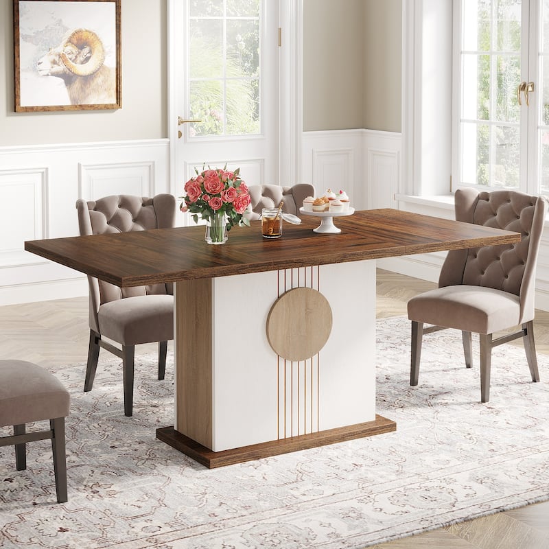 55 inches Wood Rectangle Dining Table for Kitchen Dining Room