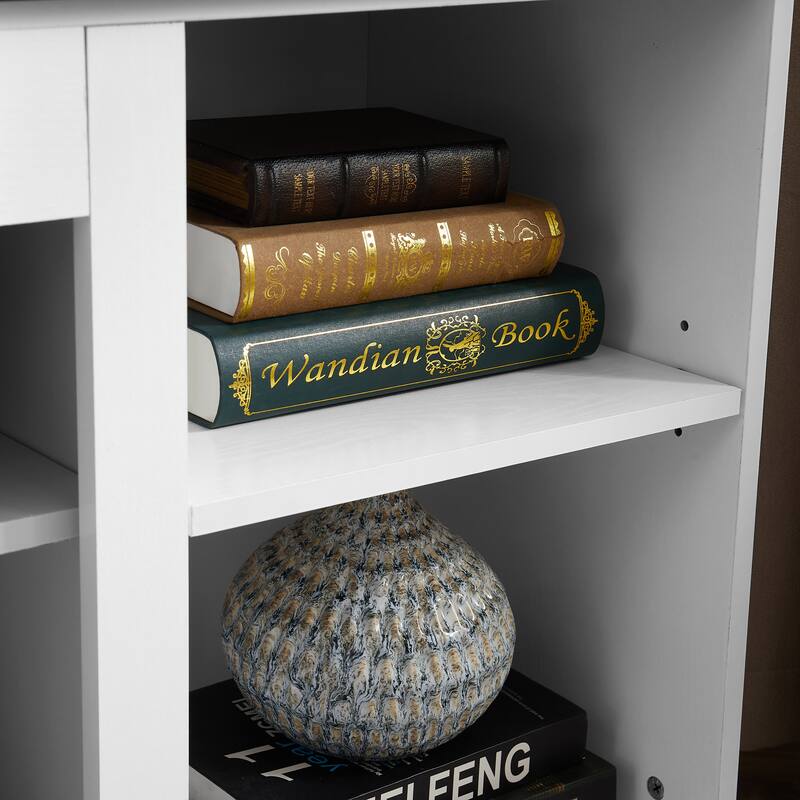 59" TV Stand with Sliding Glass Doors and Adjustable Shelves for TVs Up to 65"