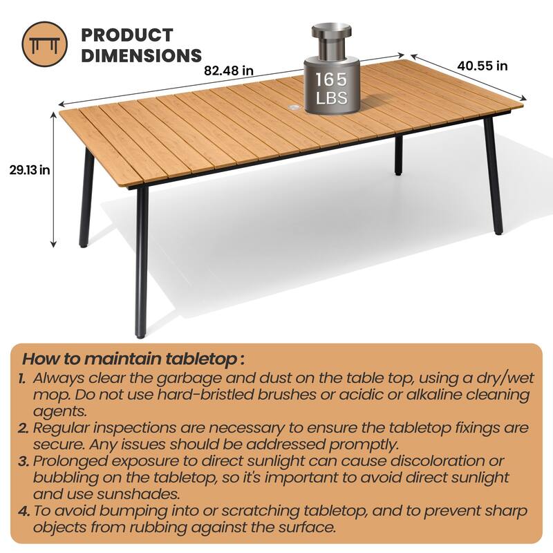 7 Pieces Outdoor Dining Set Aluminum Dining Table with Stackable Chairs