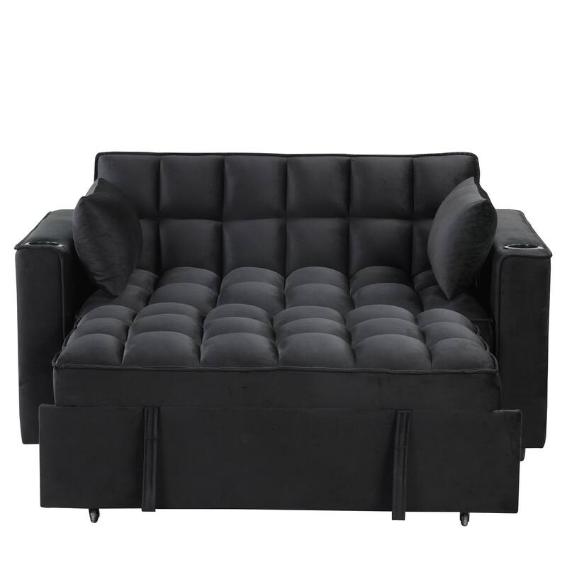 55.3"4-1 Multi-functional Sofa Bed with Cup Holder,USB Port