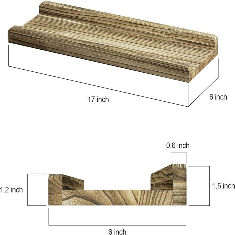 Floating Shelves Wall Mounted Set of 2 17 Inch - 17.2"D x 6.9"W x 2"H