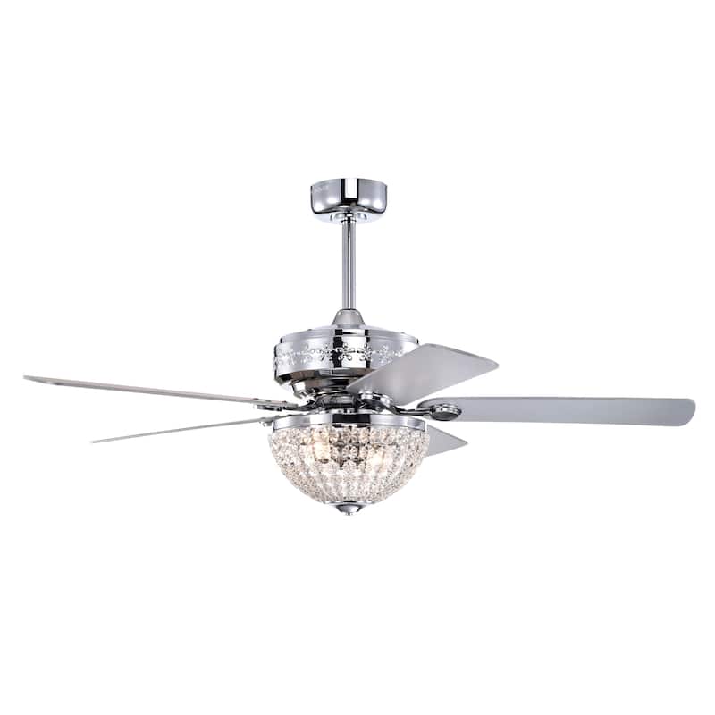 Chrome Finish 52 Inch Modern Crystal Ceiling Fan with Remote