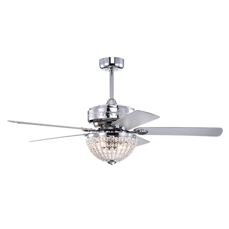 Itzel 52 Inch Modern Chrome Finish Crystal Ceiling Fan with Remote - N/A