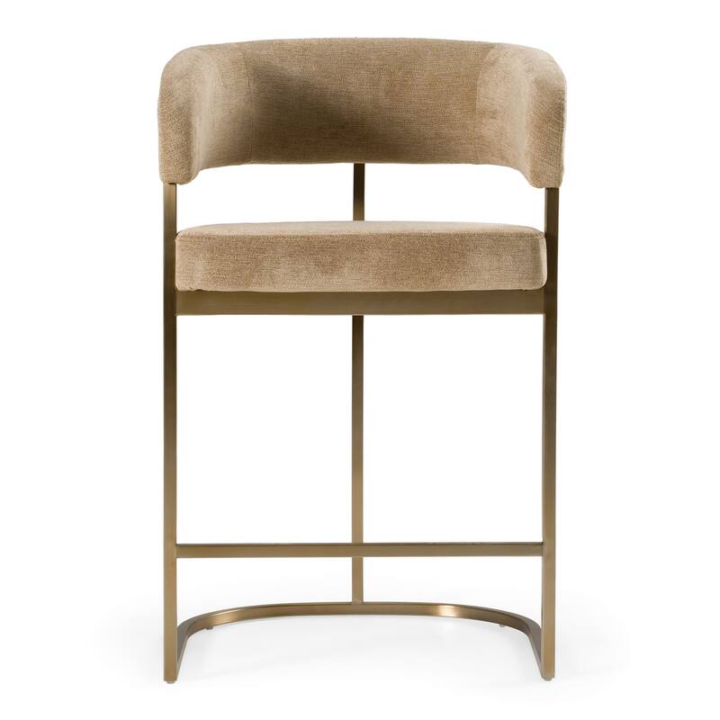 Modrest Sebastian Modern Brown Fabric & Antique Brass Counter Chair
