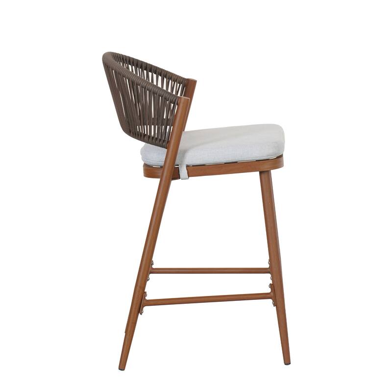 Christopher Knight Home - Beverly Durable Outdoor Counter Stools with Scallop Backrest, Set of 2