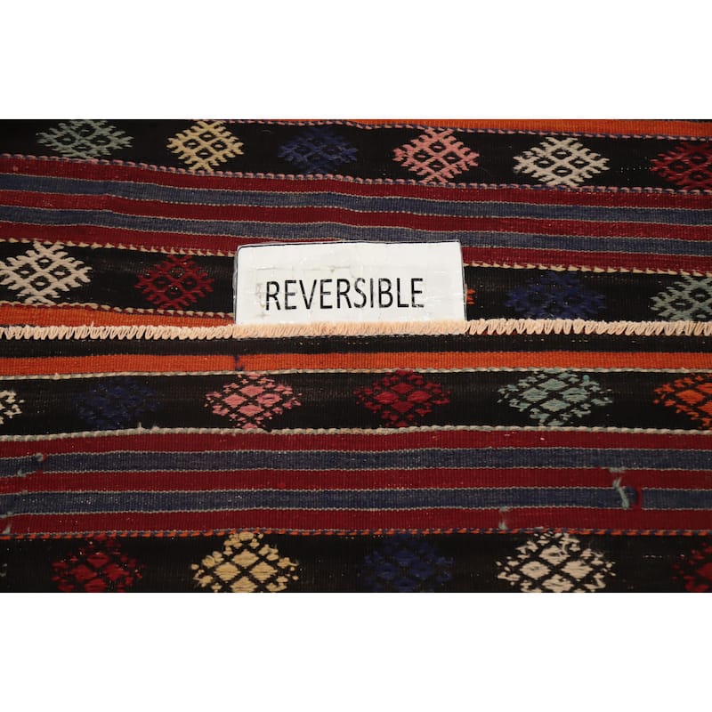 Hand Woven Oriental 100% Wool Carpet Southwestern Tribal Multi-Colored Kilim Area Rug - 9' 7'' X 6' 3''