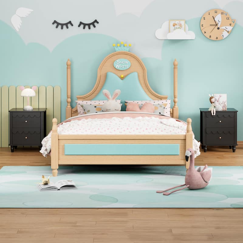 2 Drawers Nightstand Curved Design Cloud Bedside Table