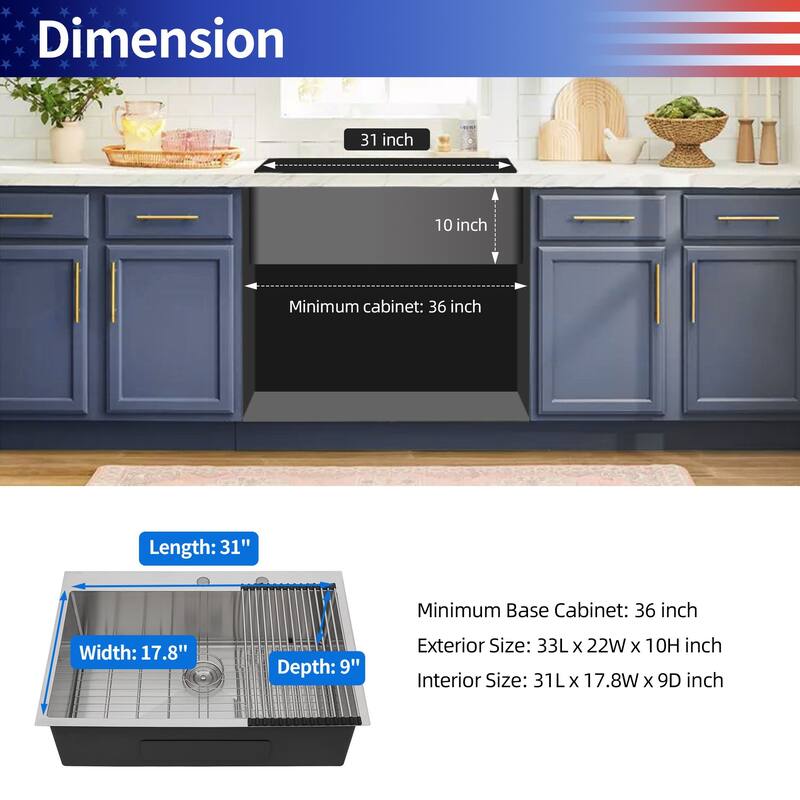 Drop-in Single Bowl Stainless Steel Kitchen Sink