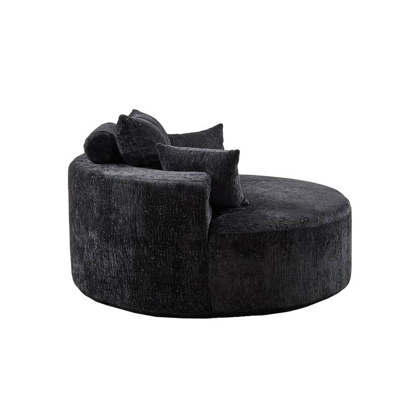 55in Wide Chenille Sponge Single Sofa Fluffy Modern Sleeper Chair