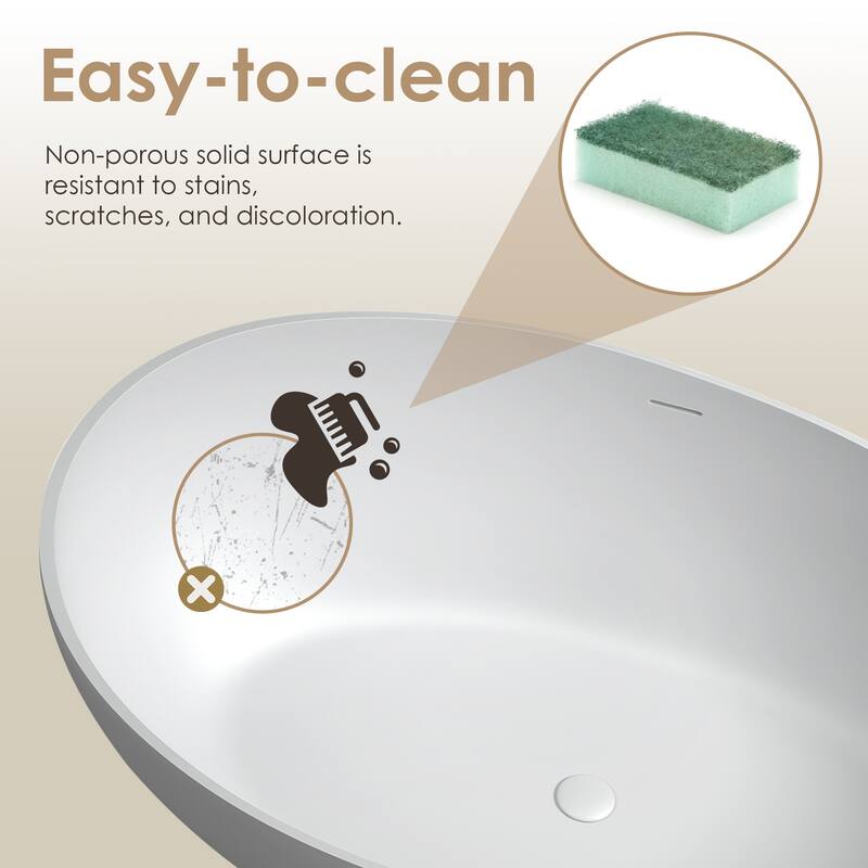 Vespa Solid Surface Soaking Bathtub with Drain
