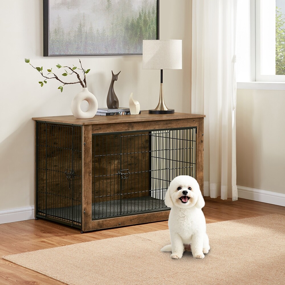 Wooden Dog Kennel Furniture, Heavy Duty End Table Pet Crate
