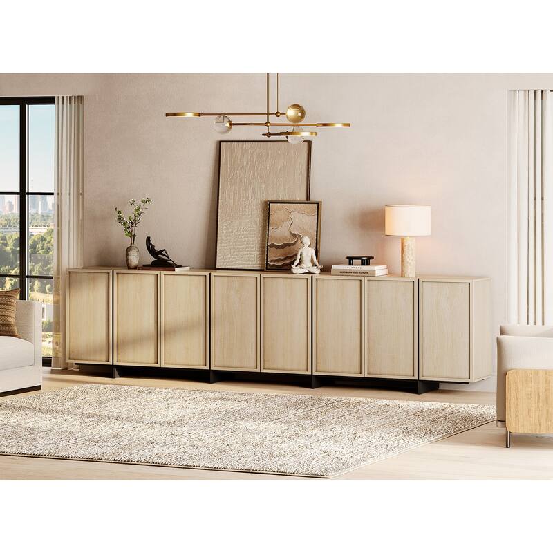 WAMPAT TV Stand With 4 Storage Doors & T-Shaped Legs, Entertainment Center For Living Room, Bedroom